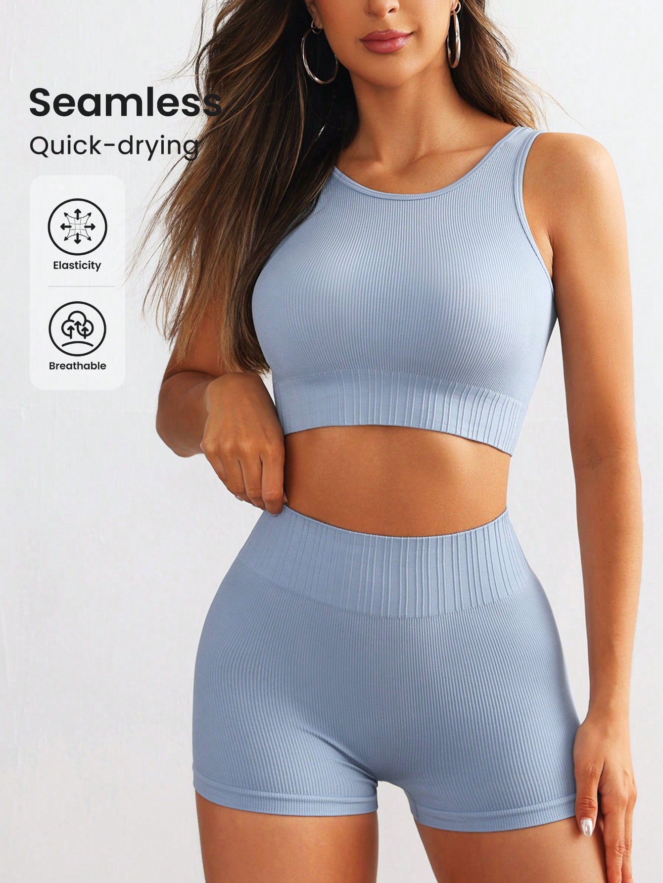 Women Seamless Ribbed Yoga Set - đánh giá và giá Tank Top Ribbed
